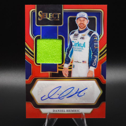 2024 Panini Select Autographed Memorabilia Daniel Hemric #AM-DHC Red Prizm /49