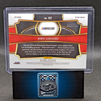 2024 Panini Select Racing Pit Road Red and Blue Prizms #107 Joey Logano 002/149