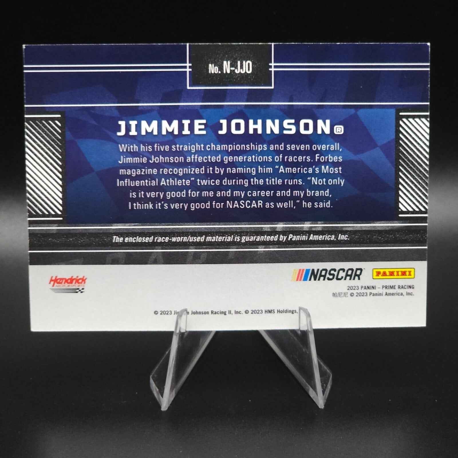 2023 Panini Prime - Names Jimmie Johnson #N-JJO Tires 06/99 (MEM) - NASCARD.shop