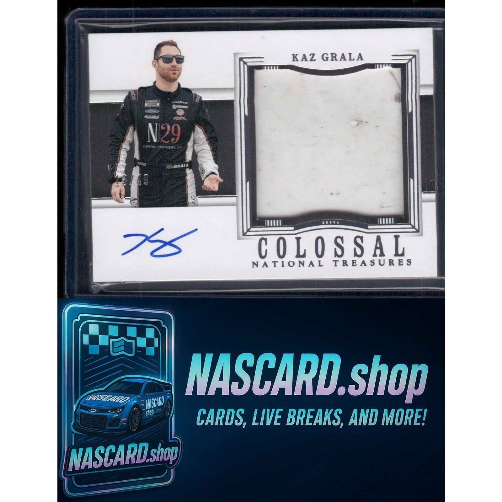 2024 Panini National Treasures #CMA-KAZ Kaz Grala Colossal Material Auto #/49 - NASCARD.shop