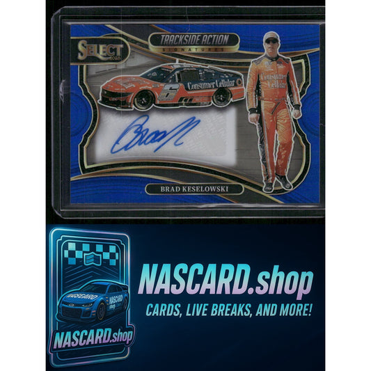 2025 Select Racing Brad Keselowski Trackside Action Signatures Blue Prizms #/99