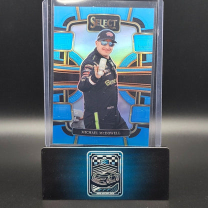 2024 Panini Select - Grandstand Light Blue Prizm #44 Michael McDowell /199 - NASCARD.shop