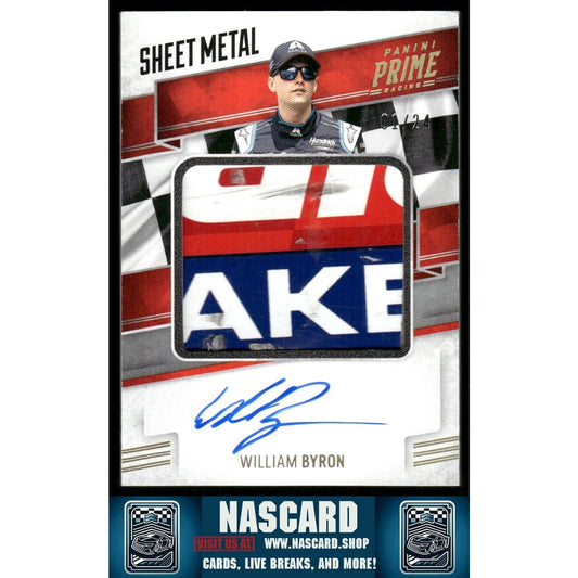 2019 Panini Prime William Byron Jumbo Material Signatures Sheet Metal #01/24