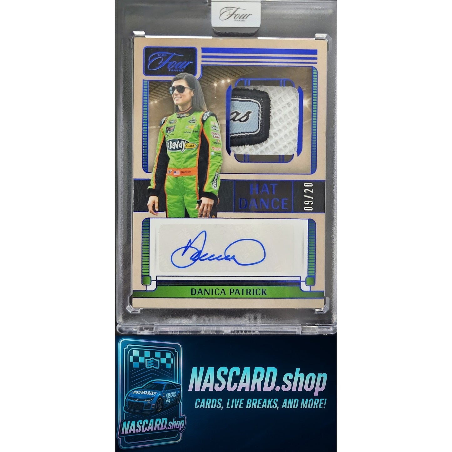 2025 Panini Turn Four #HDS-DPR Danica Patrick Hat Dance Signatures Blue #/20