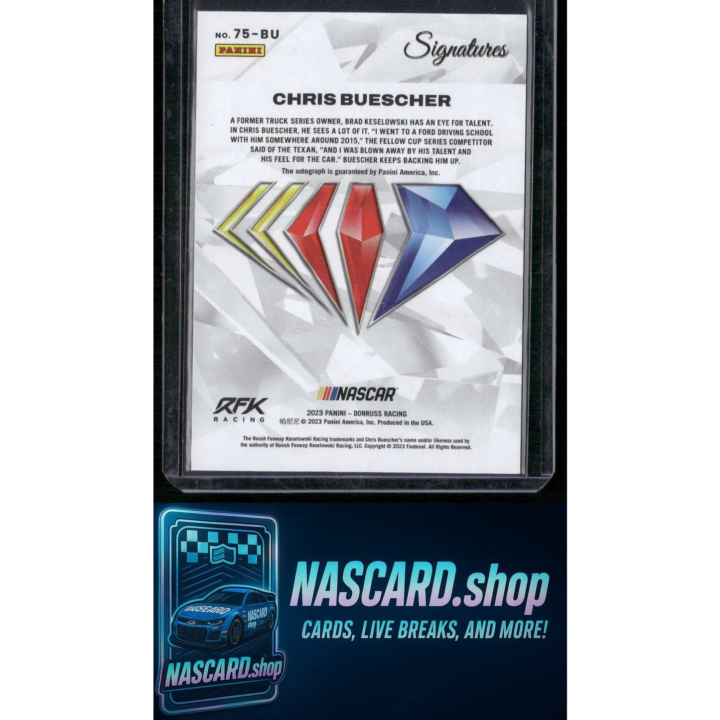 2024 Donruss #75-BU Chris Buescher NASCAR 75th Anniversary Signatures
