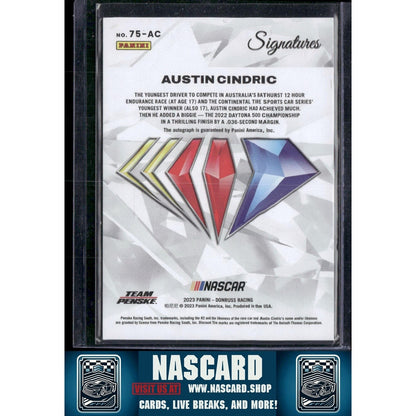 2023 Panini Prizm Austin Cindric NASCAR 75th Anniversary Signatures Holo #/75
