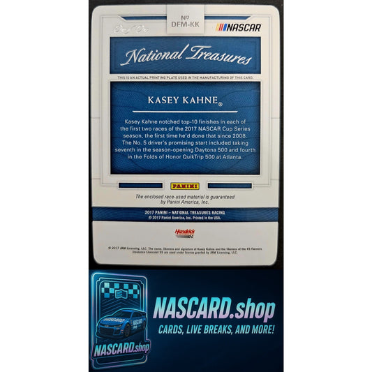 2017 National Treasures Kasey Kahne Dual Firesuit Materials Printing Plates 1/1