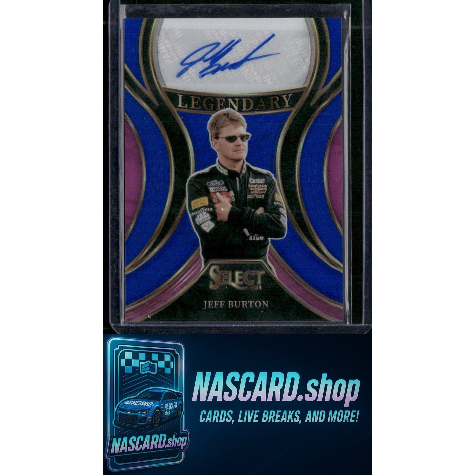 2024 Panini Select #LS-JBT Jeff Burton Legendary Signatures Blue Prizms #/49 - NASCARD.shop
