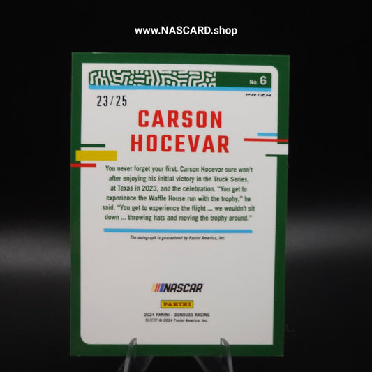 2024 Panini Donruss NASCAR Carson Hocevar #6 Optic Pandora Prizm Auto /25