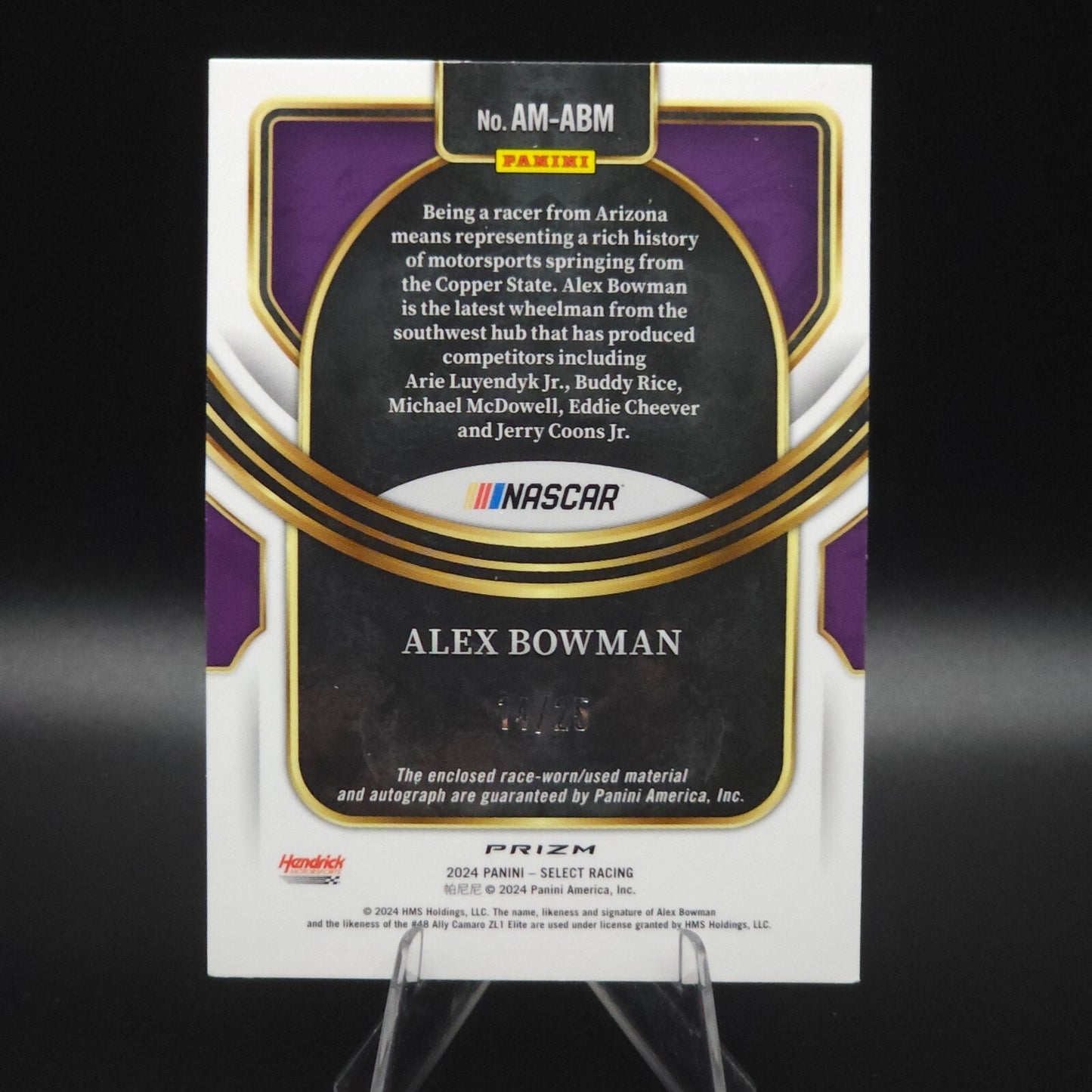 2024 Panini Select -Autographed Memorabilia Tie-Dye Prizm Alex Bowman /25