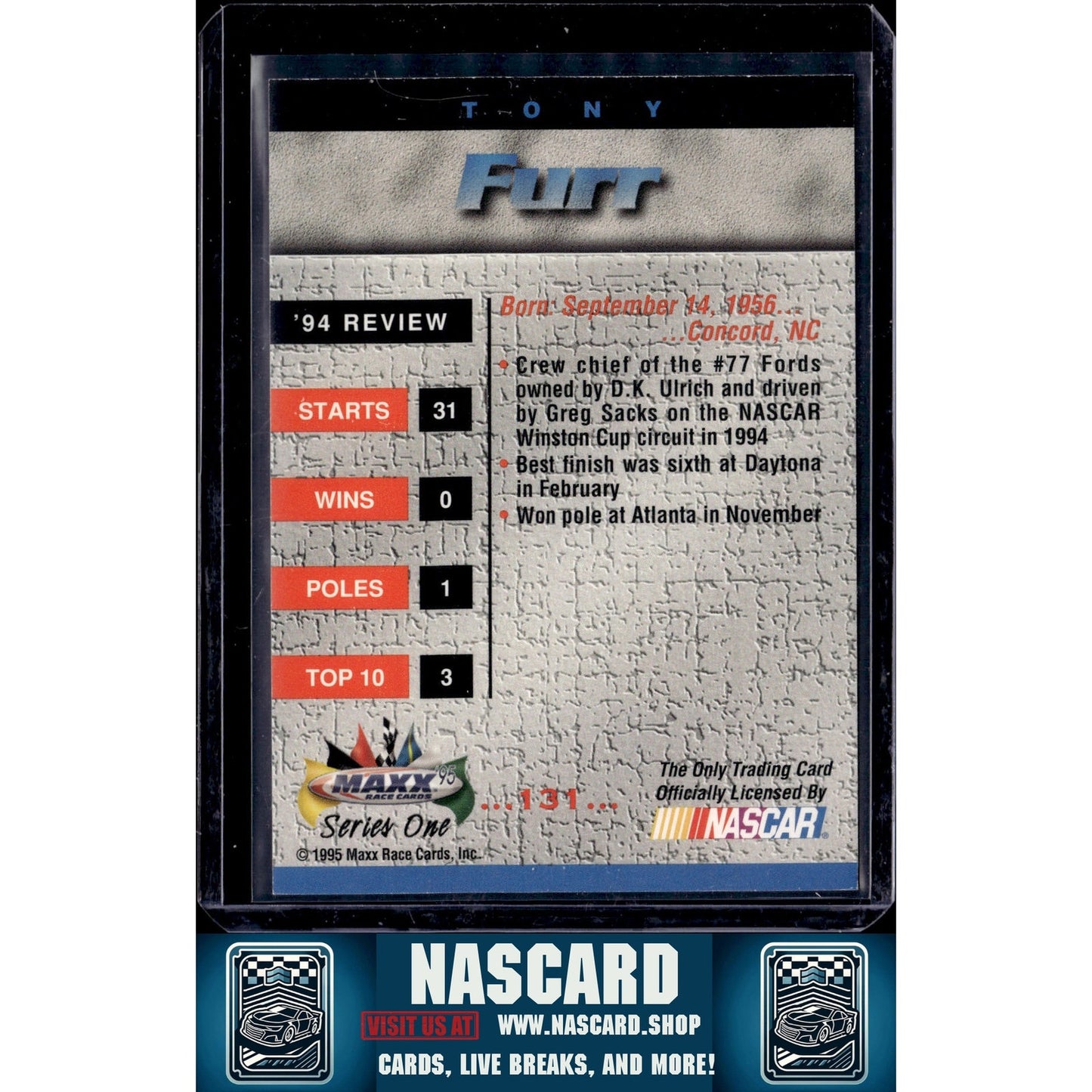1995 Maxx #131 Tony Furr Autographs