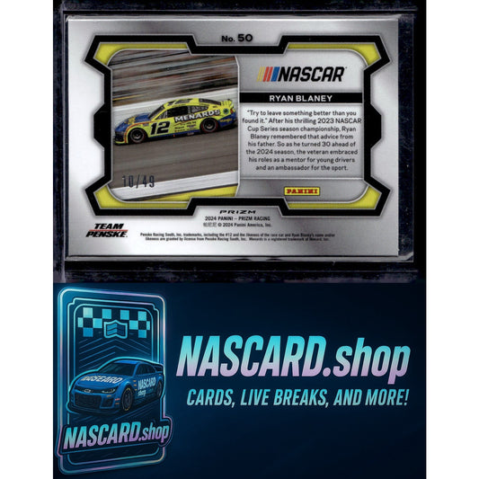 2024 Panini Prizm Rides #50 Ryan Blaney Carolina Blue #/49 - NASCARD.shop