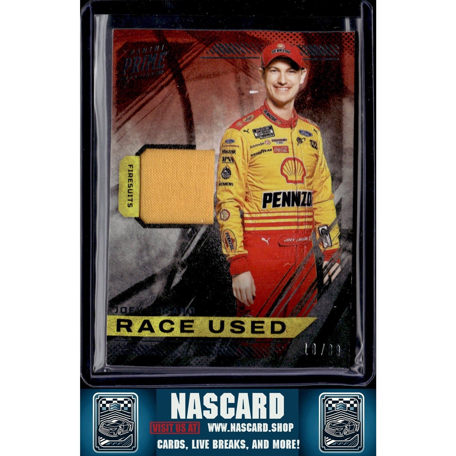 2023 Panini Prime #RU-JLO Joey Logano Race Used Firesuits - NASCARD.shop
