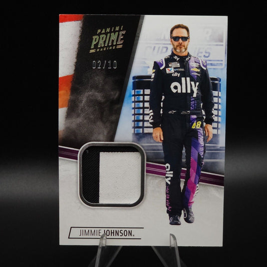 2020 Panini Chronicles - Prime Swatches Holo Gold #PS-JJ Jimmie Johnson /10 NASCARD.shop