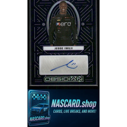 2023 Panini Chronicles Jesse Iwuji Obsidian Signatures Electric Etch Purple #/49