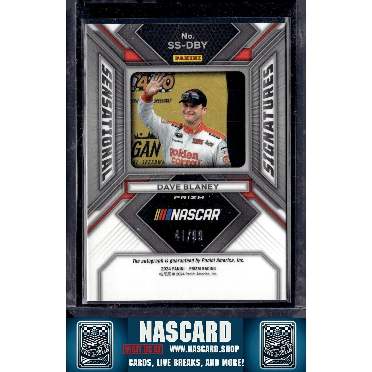 2024 Panini Prizm #SS-DBY Dave Blaney Sensational Signatures Red #/99