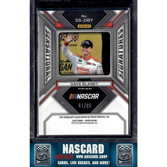 2024 Panini Prizm #SS-DBY Dave Blaney Sensational Signatures Red #/99