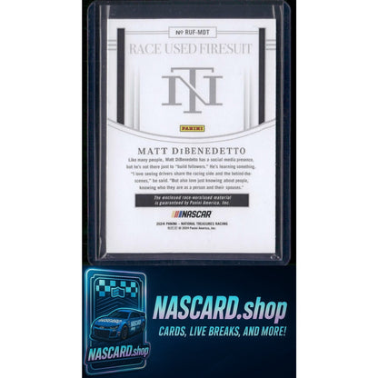 2024 Panini National Treasures #RUF-MDT Matt DiBenedetto Race Used Firesuit #/99