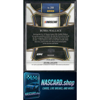 2024 Panini Select Trackside #288 Bubba Wallace Red and Blue Prizms #25/25 - NASCARD.shop