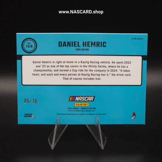 2024 Panini Donruss NASCAR Retro 1991 Daniel Hemric #108 Optic Gold /10