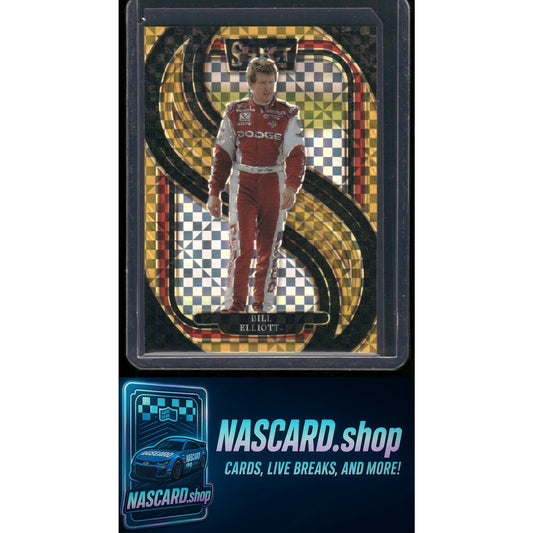 2025 Panini Select Trackside #258 Bill Elliott Gold Power Plaid #/13