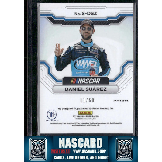 2023 Panini Prizm #S-DSZ Daniel Suarez Scripts Checkered Flag Prizm #/50