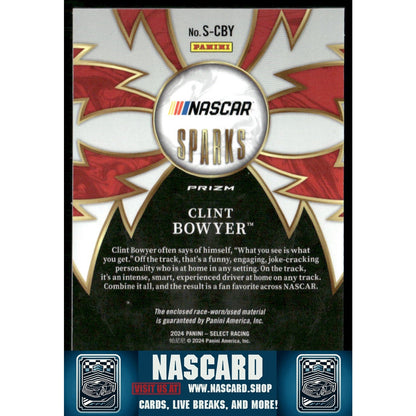 2024 Panini Select #S-CBY Clint Bowyer Sparks Flash Prizms - NASCARD.shop