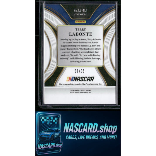 2024 Panini Select #LS-TLT Terry Labonte Legendary Signatures Purple Prizms #/35 - NASCARD.shop