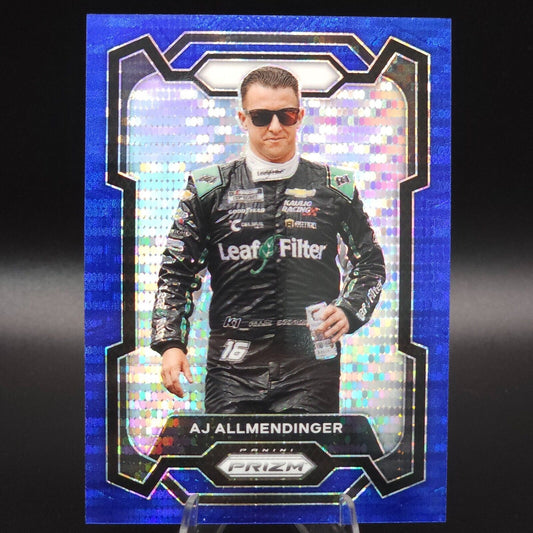 2024 Panini Prizm Racing A.J. Allmendinger #64 Blue Pulsar /75