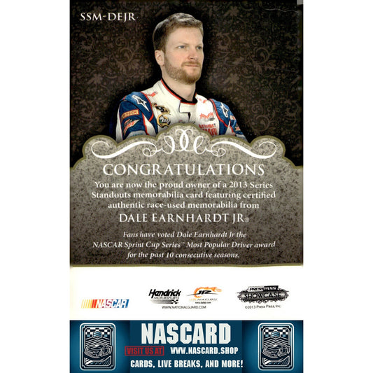 2013 Press Pass Showcase Dale Earnhardt Jr. Series Standouts Mem Gold #/25