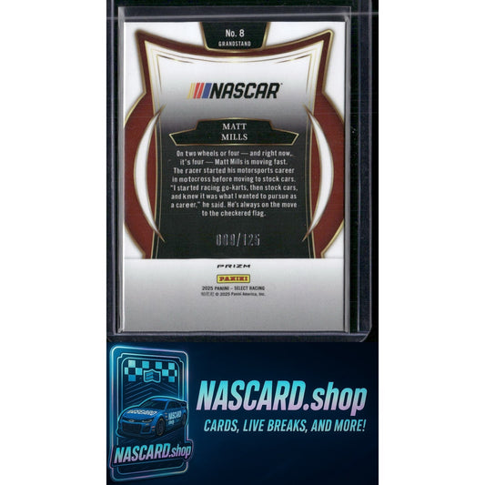 2025 Panini Select #8 Matt Mills Red Prizms #/125