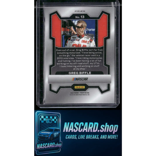 2024 Panini Prizm #13 Greg Biffle White Sparkle - NASCARD.shop
