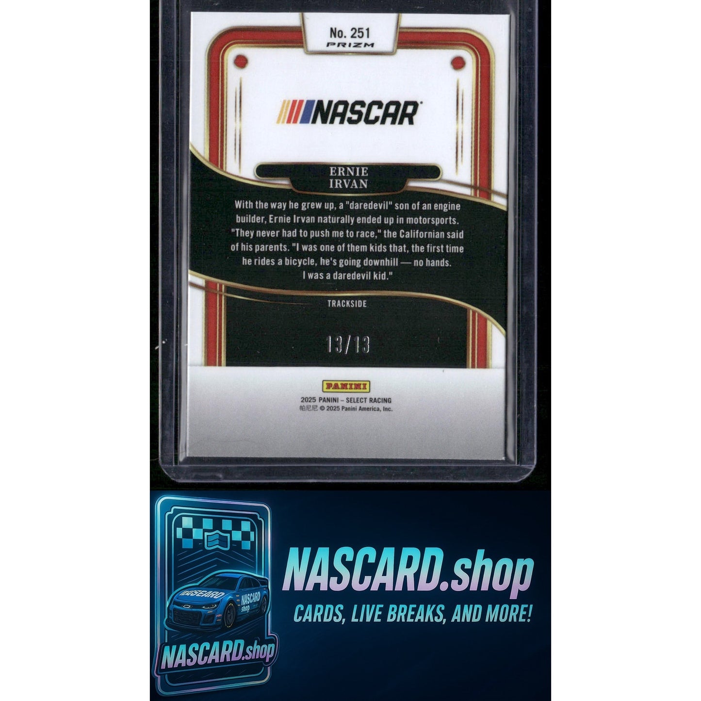 2025 Panini Select #251 Ernie Irvan Gold Power Plaid #/13