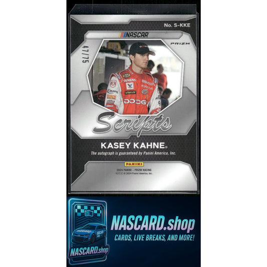2024 Panini Prizm #S-KKE Kasey Kahne Scripts Red #/75
