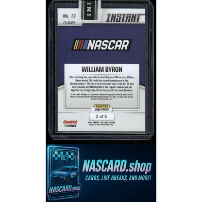 2024 Panini Instant #13 William Byron White Tiger #/5