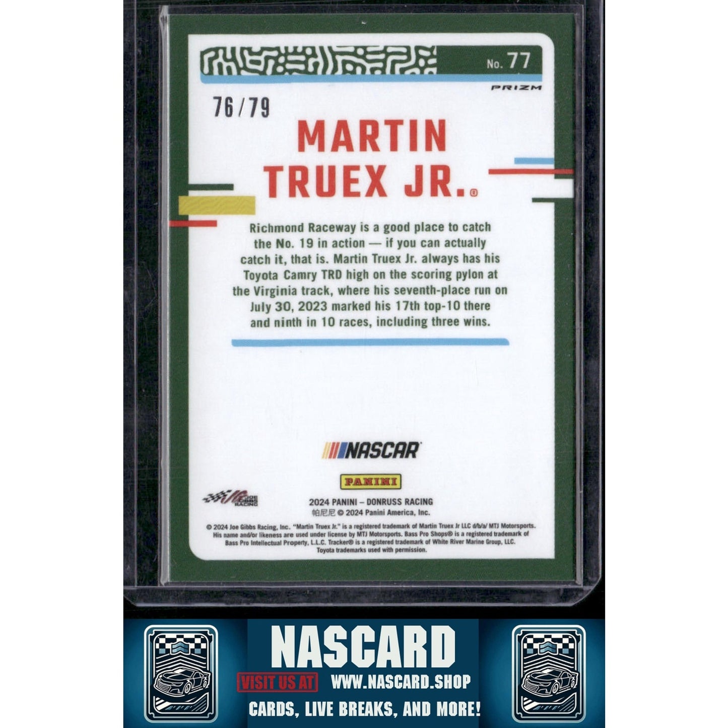 2024 Donruss #77 Martin Truex Jr. Optic Pink Velocity - NASCARD.shop