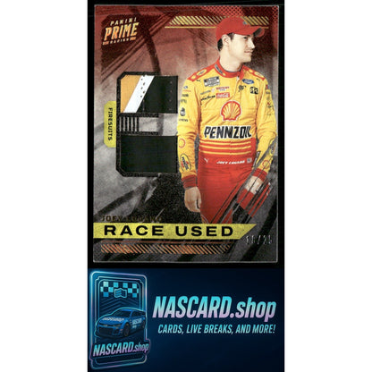 2023 Panini Prime #RUT-JLO Joey Logano Race Used Trios Firesuits Holo Gold #/25