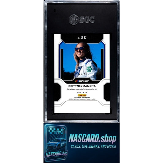 2022 Prizm Brittney Zamora Spotlight Signatures Red White Blue Prizm /50 SGC 10