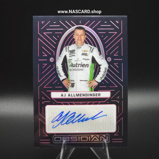 2023 Panini Chronicles Obsidian Signatures AJ Allmendinger Electric Pink /25 - NASCARD.shop
