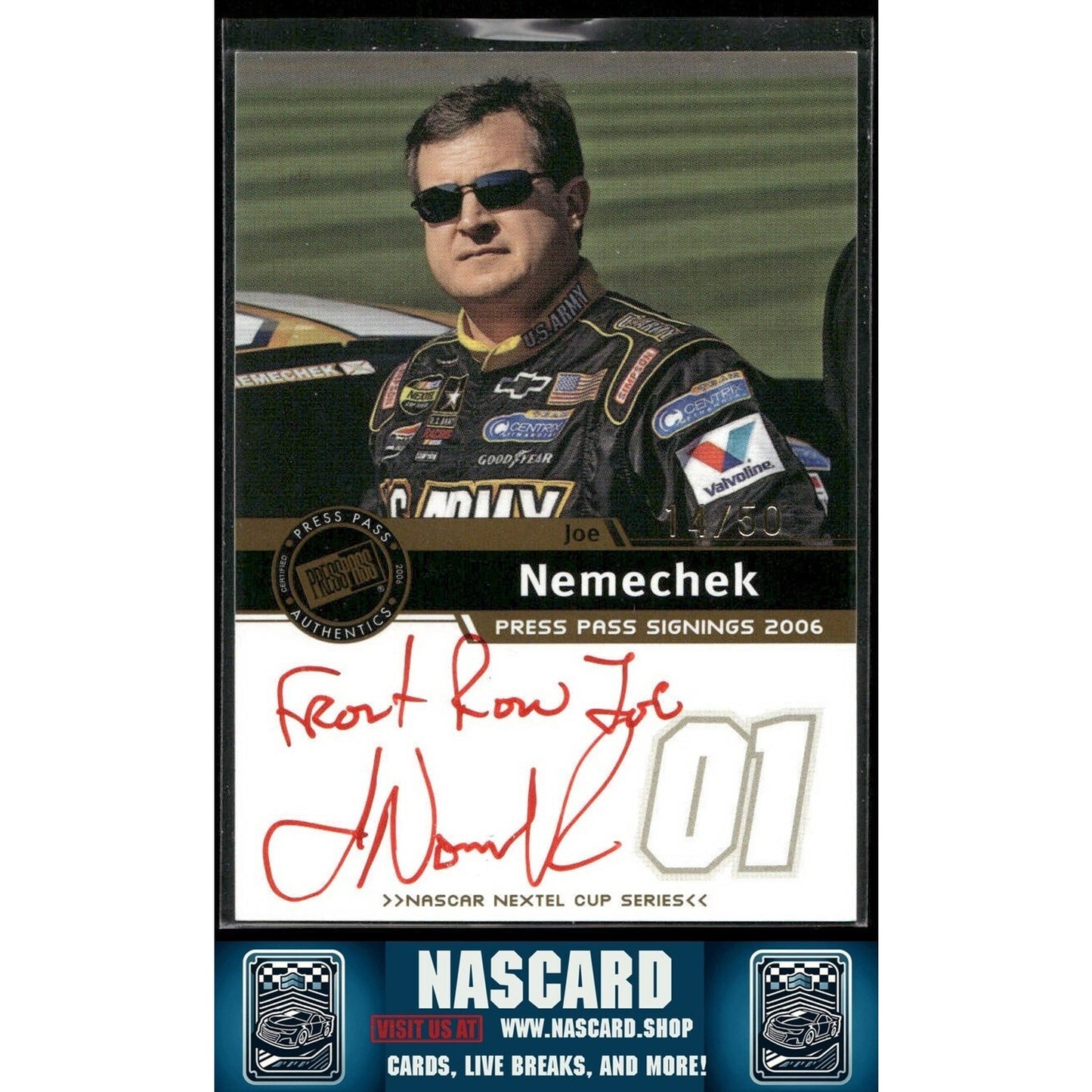 2006 Press Pass Signings Authentic Auto Holo Gold Joe Nemechek /50 Inscription
