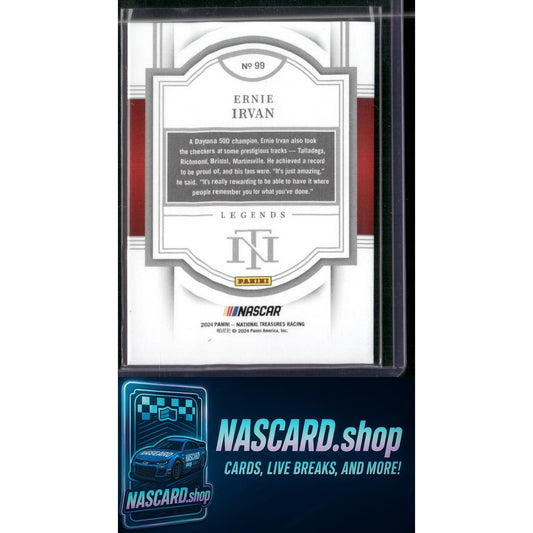 2024 Panini National Treasures #99 Ernie Irvan Holo Silver #/25 - NASCARD.shop
