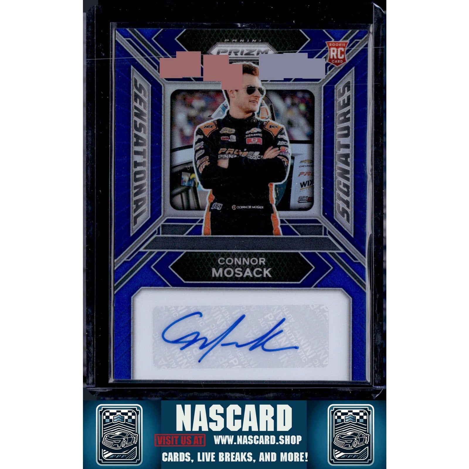 2024 Panini Prizm #SS-CMK Connor Mosack Sensational Signatures Blue #/49 - NASCARD.shop