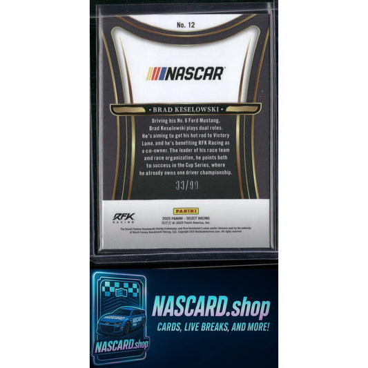 2025 Panini Select #12 Brad Keselowski Sensations Red Prizms #/99