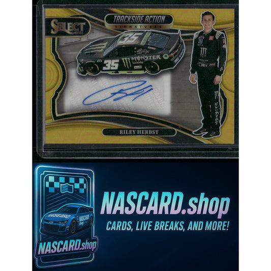 2025 Panini Select Riley Herbst Trackside Action Signatures Gold Prizms #/10