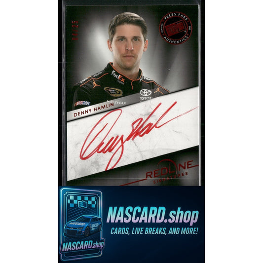 2013 Press Pass Redline #RS-DH1 Denny Hamlin Signatures Red #/25 - NASCARD.shop