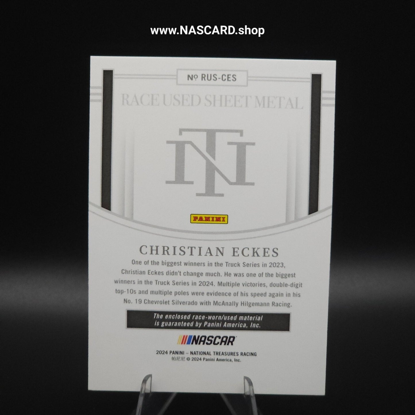 2024 Panini National Treasures Race Used Sheet Metal Blue Christian Eckes /75
