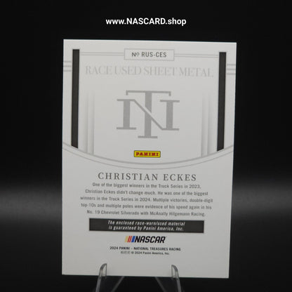 2024 Panini National Treasures Race Used Sheet Metal Blue Christian Eckes /75