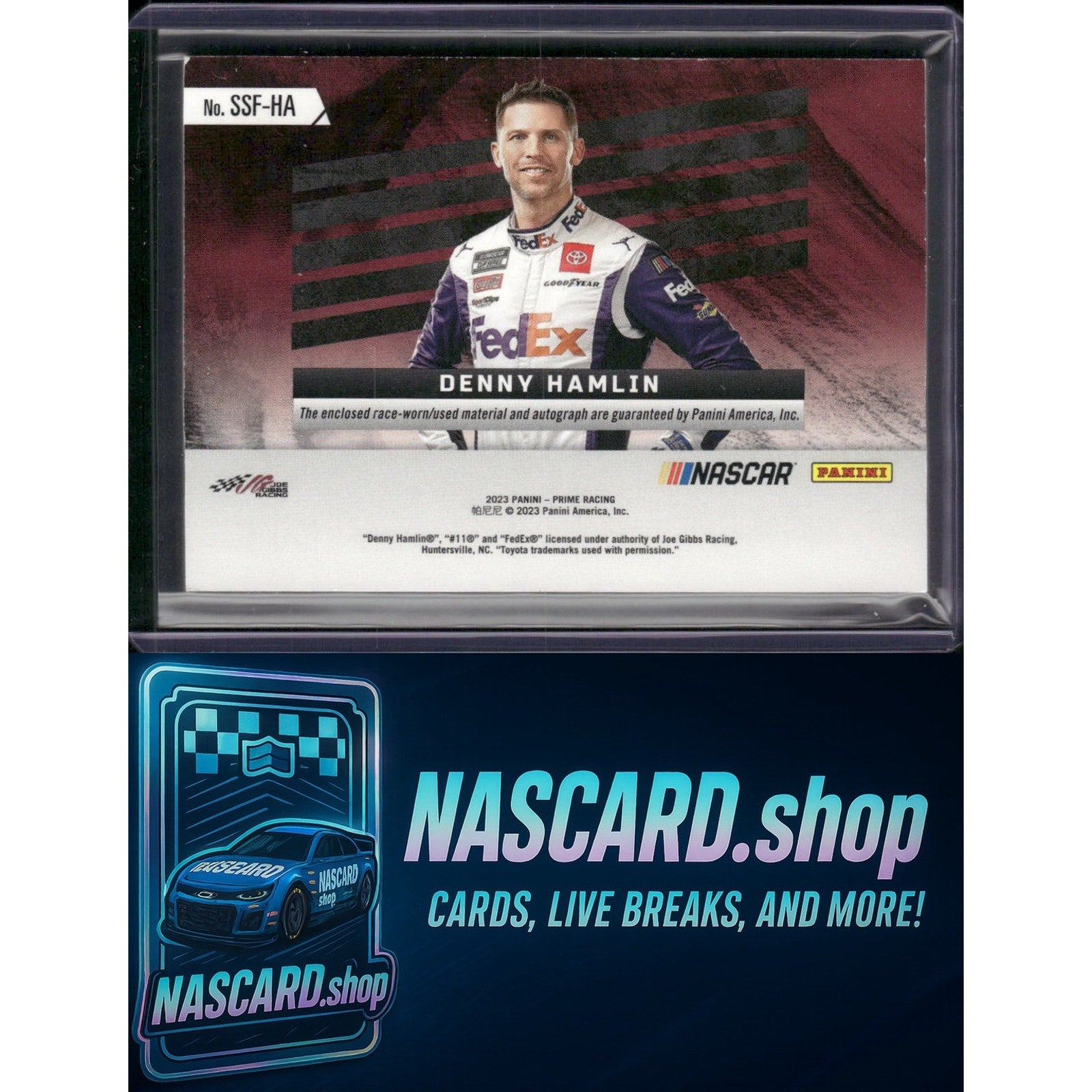 2023 Panini National Treasures Prime Denny Hamlin Souvenir Signatures Tires #/25 - NASCARD.shop