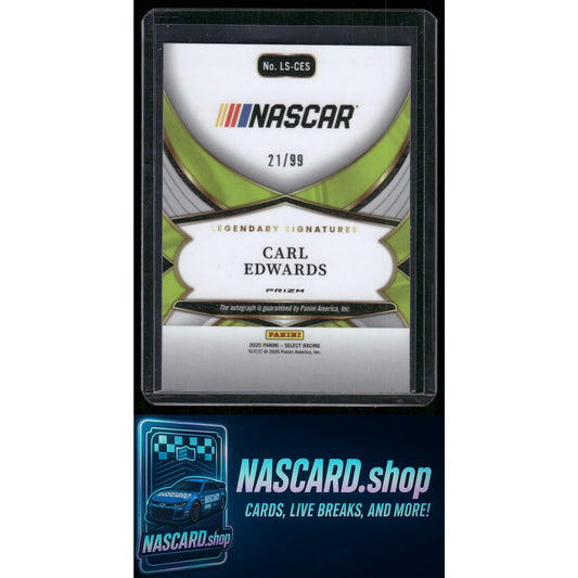 2025 Panini Select #LS-CES Carl Edwards Legendary Signatures Blue Prizms #/99