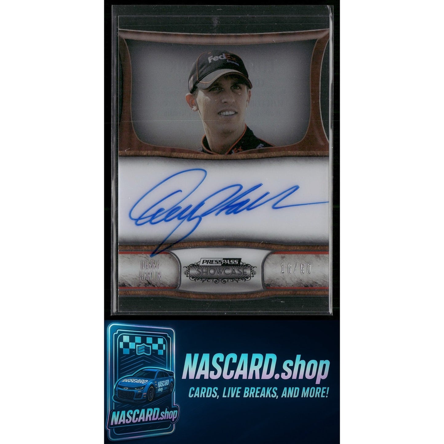 2011 Press Pass Showcase #EEI-DH Denny Hamlin Elite Exhibit Ink #/50 - NASCARD.shop